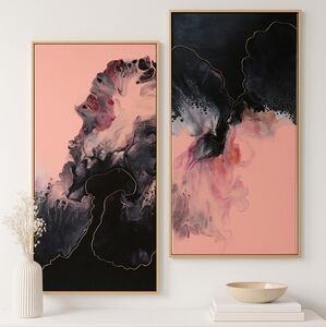 Abstract Black and Pink Wall Art Set